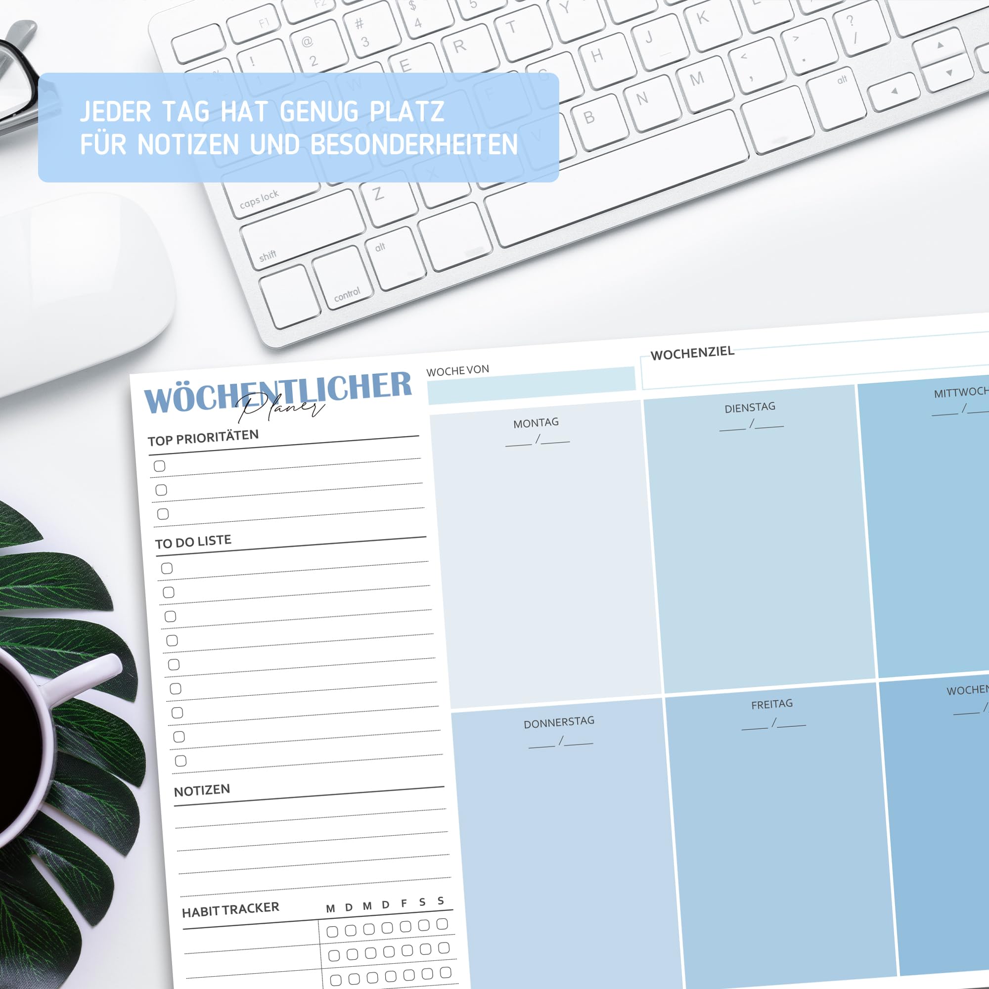 BIROYAL Weekly Planner Pad A4 without Fixed Date (50 Pages), Desk Pad with ToDo List - Image 2