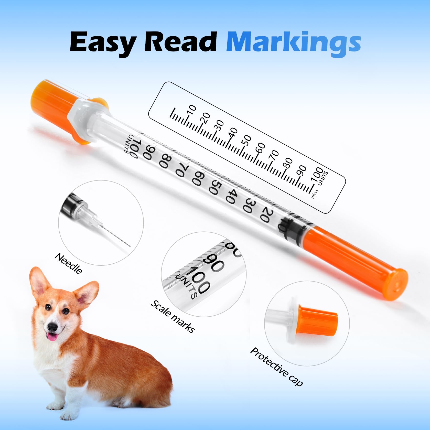 Syringes 1ml 29 Gauge 1/2 Inch U-100 29G 1cc 13mm Lab Syringe, Box of 100 — Amazon image 4