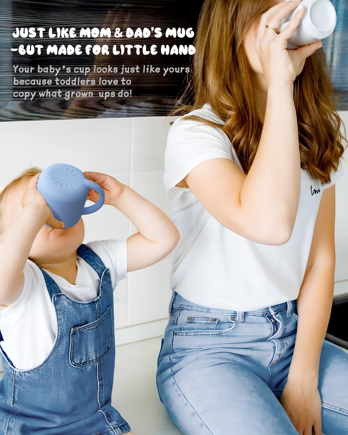 2-IN-1 Open Toddler Cups, Stainless Steel Baby Cup + Silicone Training Cup for Toddlers Kids Babys, No Plastic | No Soap Smell | Shock-Proof Feeding Essentials, 2-Pack Blue/Sage - Image 7