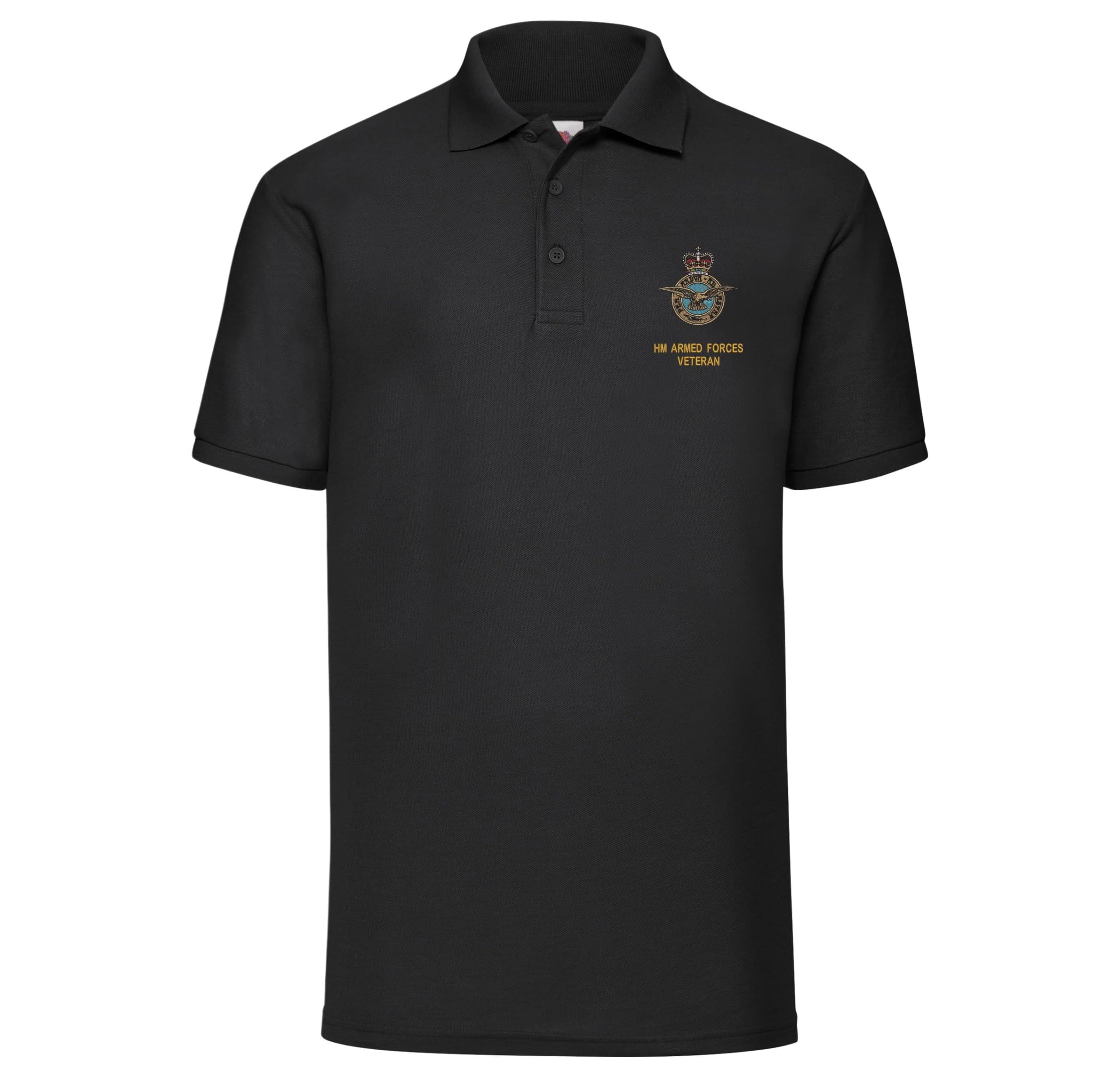 The Military Store Men's Black Raf Veteran Embroidered Polo Shirt, 3X Large