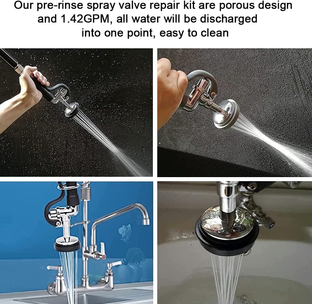 KOLLNIUN Spray Valve Repair Kit Fit 1.42 GPM Pre-rinse Spray Face and Screw Repair Part Replacement for Most Commercial Faucet Sink Dish Sprayer Valve, Touch On Kitchen Sink Faucets Kit-Grey - 