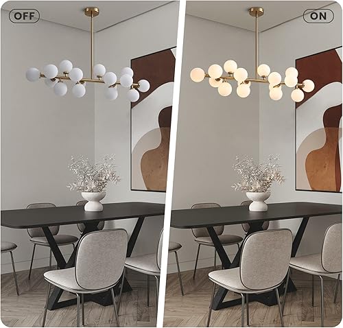 Miniatura 3 de CROSSIO Araña Dorada Moderna de Mediados de Siglo Rectangular Luminarias Colgantes Arañas Lineales Sputnik para Isla de Cocina Comedor Sobre Mesa