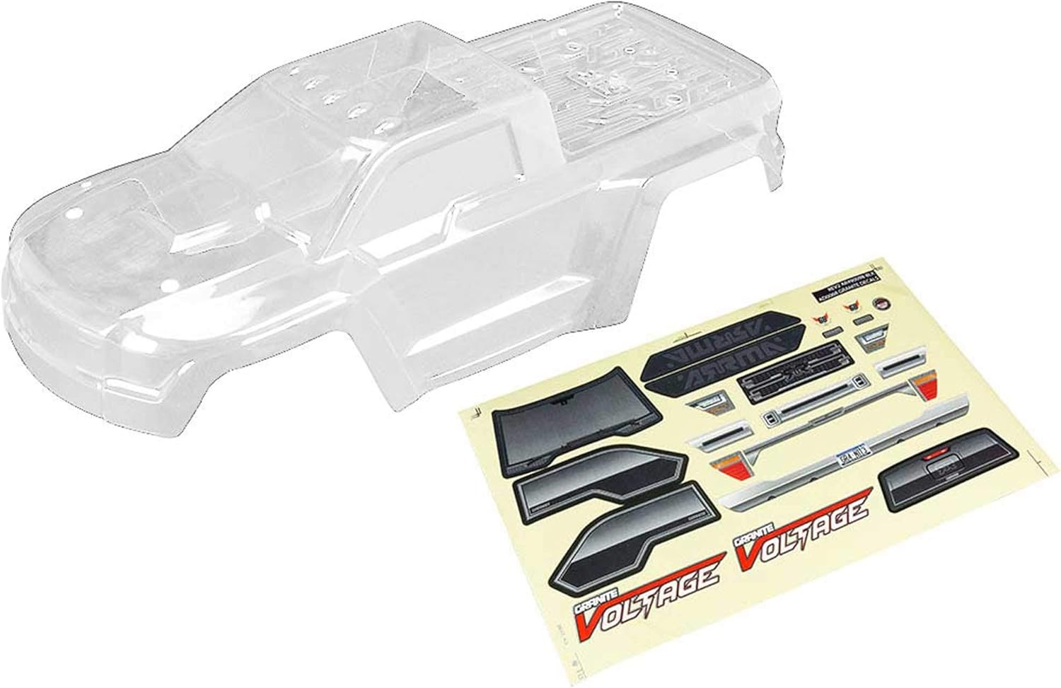 ARRMA 1/10 Bodyshell with Decals, Clear : Granite, ARAC3328