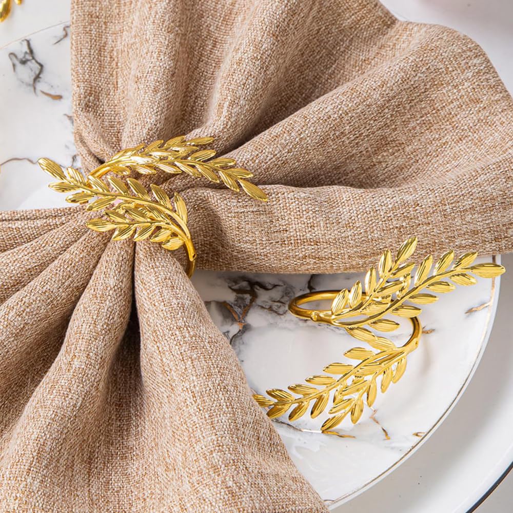 Feyarl Set Di 8 Portatovaglioli In Metallo – Color Oro – Per Matrimoni, Natale E Cene Eleganti