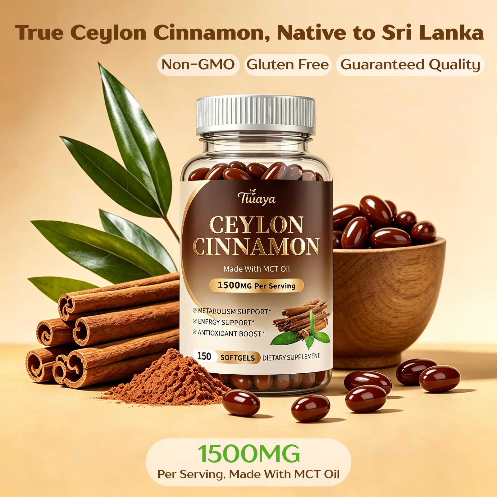 Ceylon Cinnamon with MCT Oil, 1500MG Max Strength per Serving — Amazon image 3