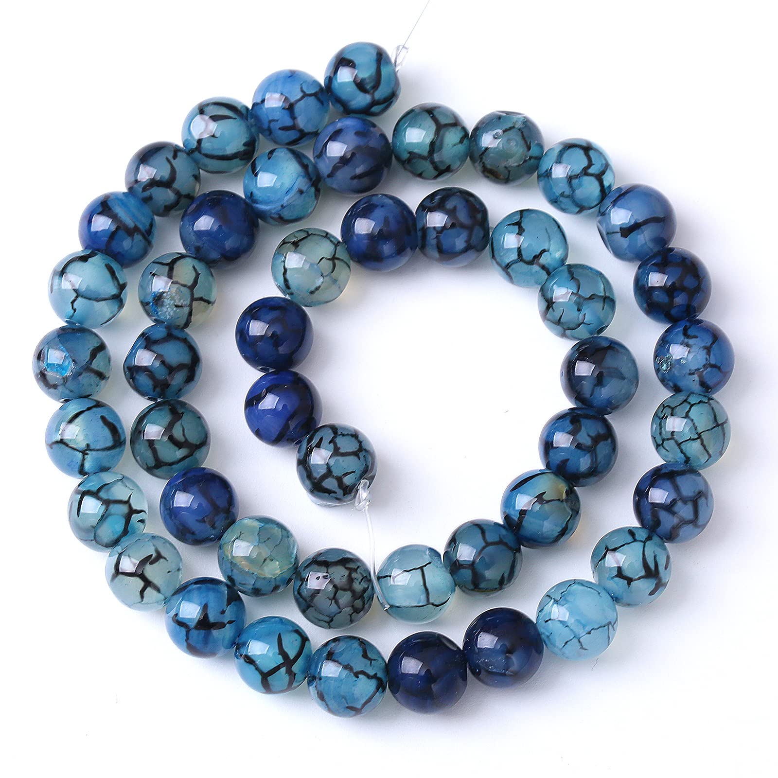 Blue Round 8mm Lava Beads For Jewelry Making - Natural Stone Beads For Bracelets & Essential Oil Diffusion