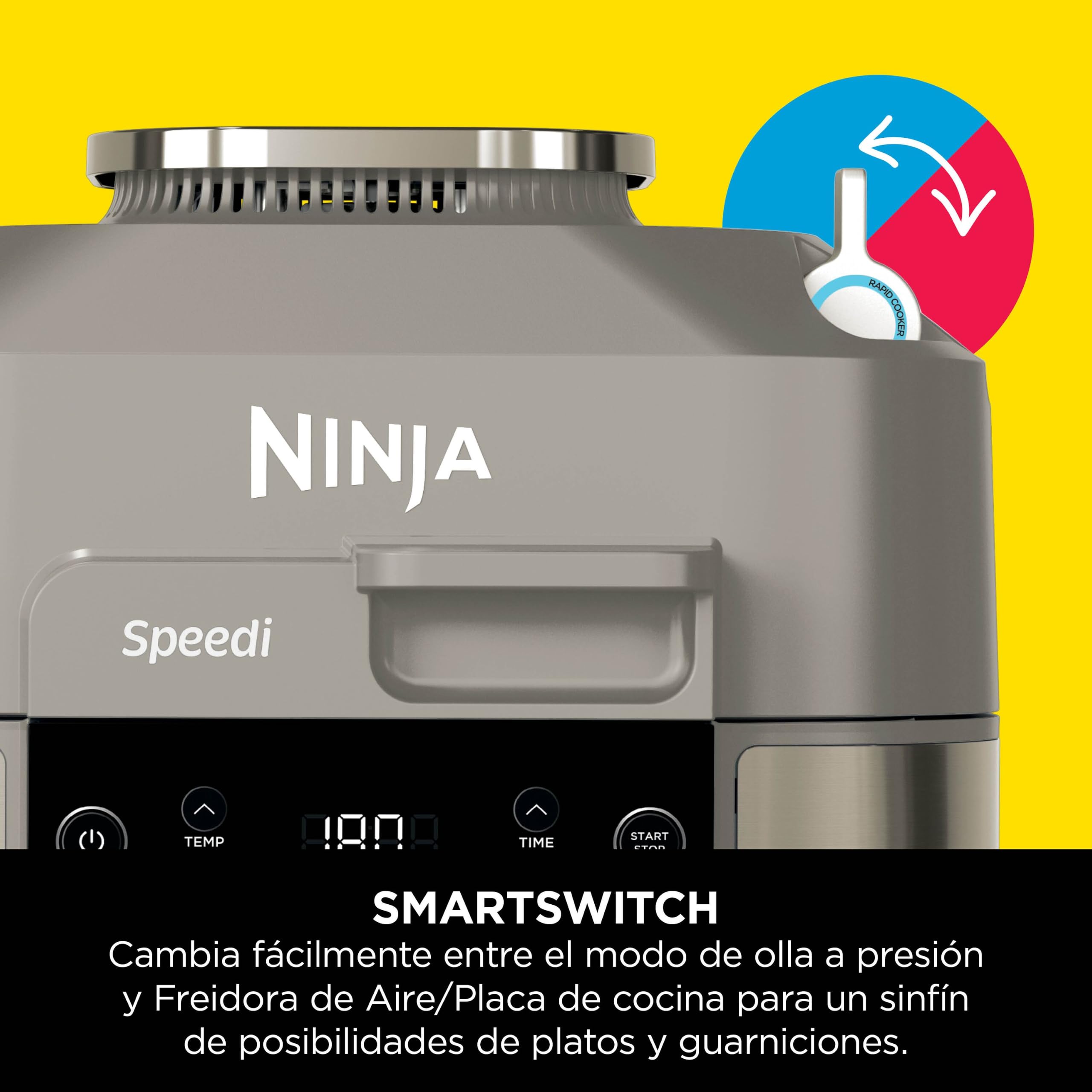 Ninja Speedi Olla Eléctrica Multifunción 10 en 1 con Freidora de Aire - Cocina Comidas para 4 Personas en 15 Minutos - Capacidad de 5,7 l - Piedra Dorada, ON500EUSTGD