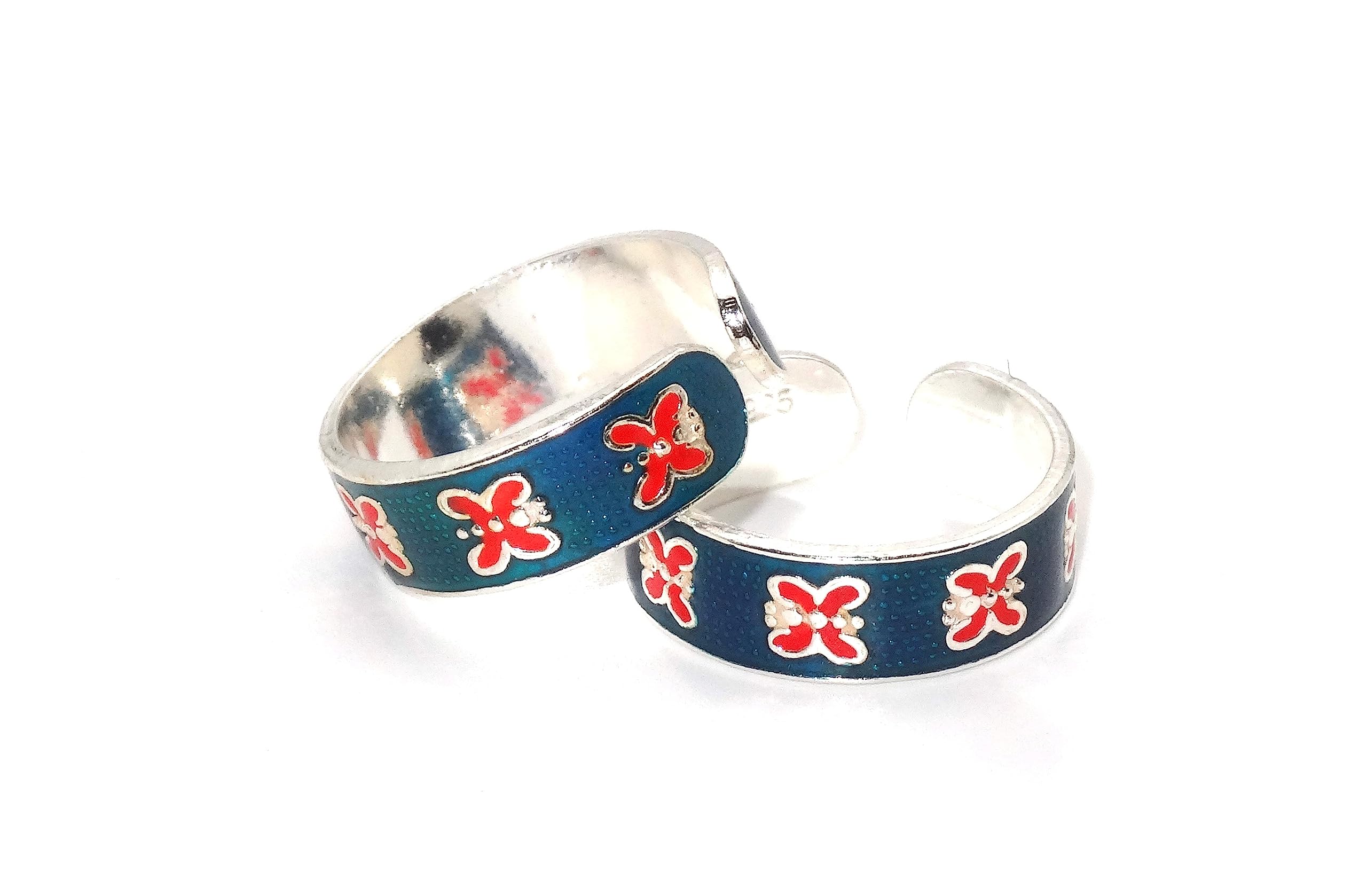 Sterling Silver Multicolor Toe Ring for Women with Intricate Designing | 1 Pair | With Certificate Of Authenticity and 925 Stamp-image-38