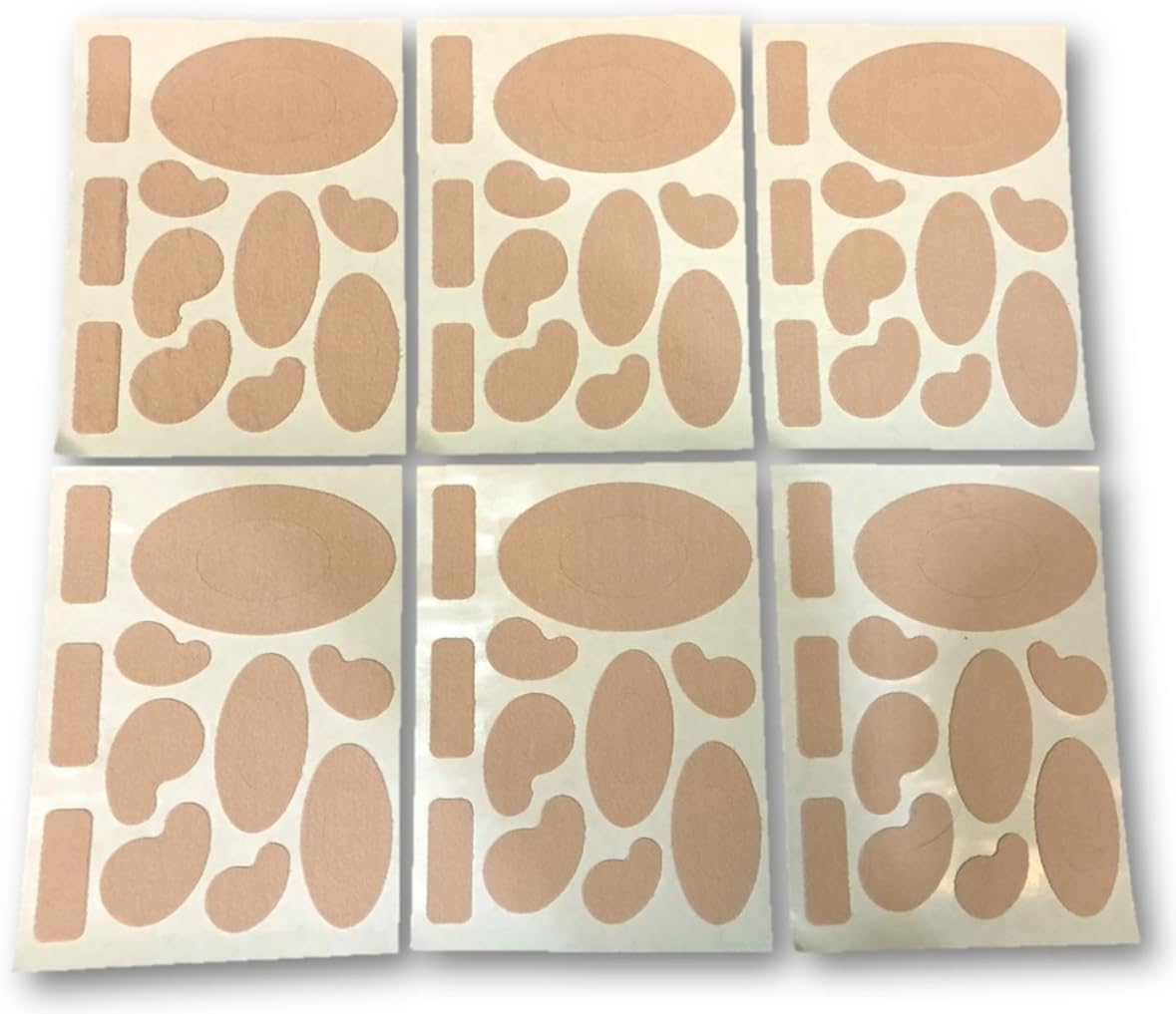 Moleskin Adhesive Flannel Pads Variety Pack 6-Sheets of 11 Pads Each