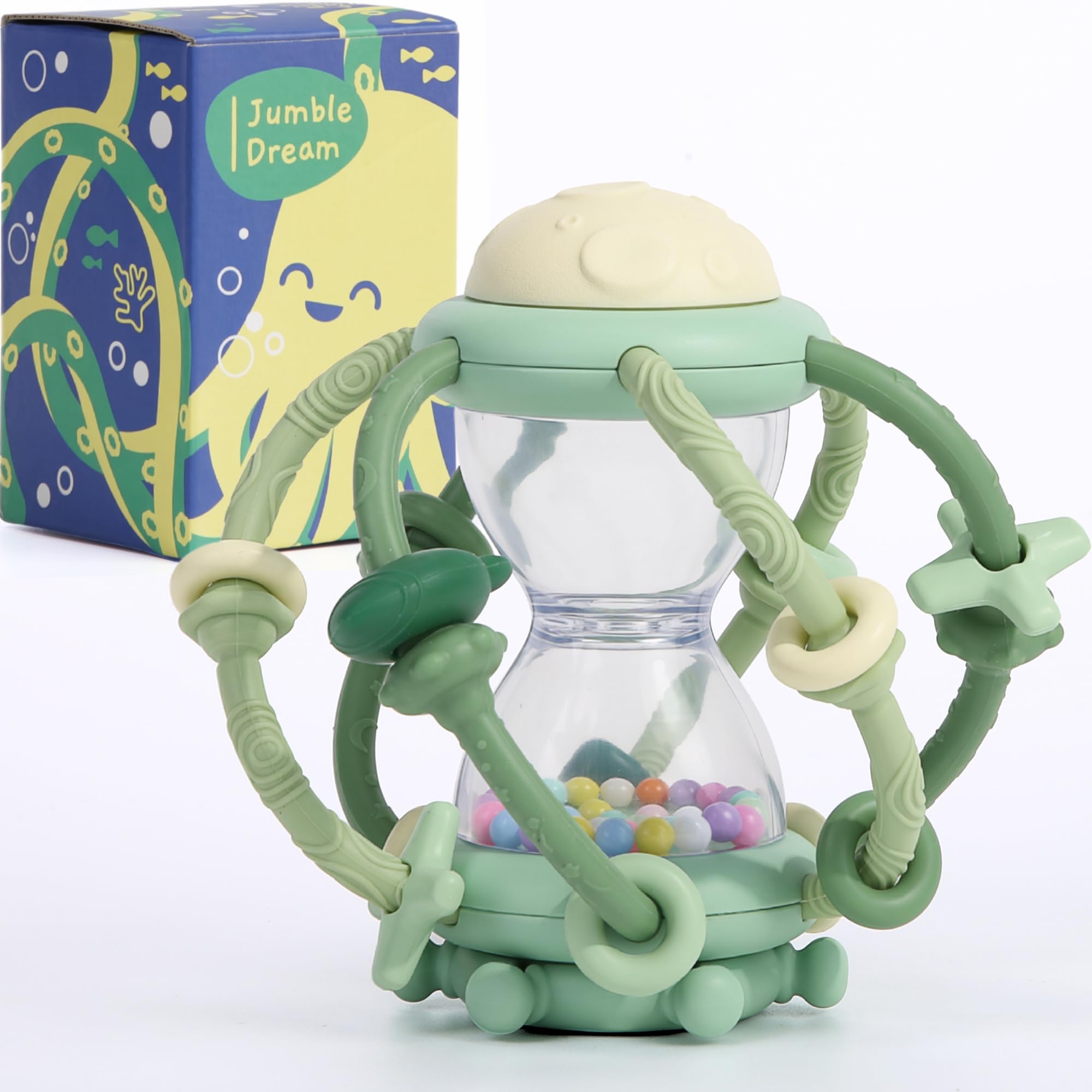 Baby Teething Toy & Rattle by Jumble Dream, BPA-Free Teether Silicone Sensory Toy for Babies, 0-12 Months Infant Toy, Soft