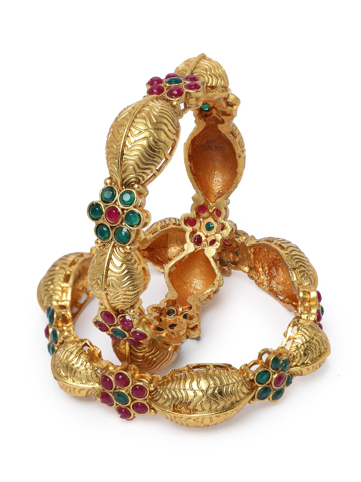 Sukkhi Floral Stylish Gold Plated Red And Green Bracelet Bangle Set Jewellery for Women & Girls | Set of 2 | Birthday Anniversary Gift for Women|B105882 (B0CPPBQ568) Amazon Price History, Amazon Price Tracker