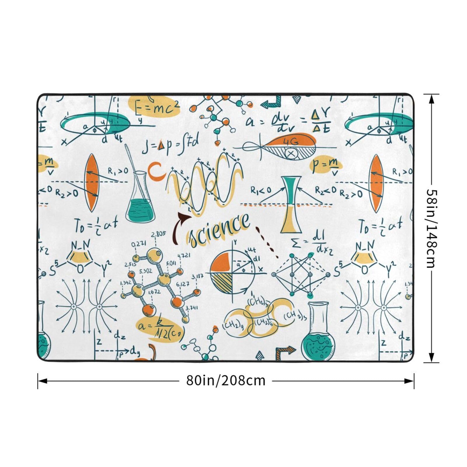 Laboratorio di scienze, didattica, biologia, chimica, Tappeto grande antiscivolo per soggiorno e camera da letto, 208 x 148 cm.