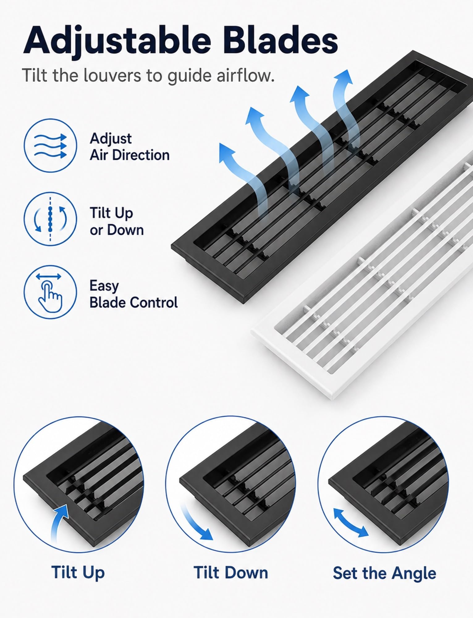 Rejilla ventilación ABS, cubierta aire pared techo hogar(Black,70x15 cm)