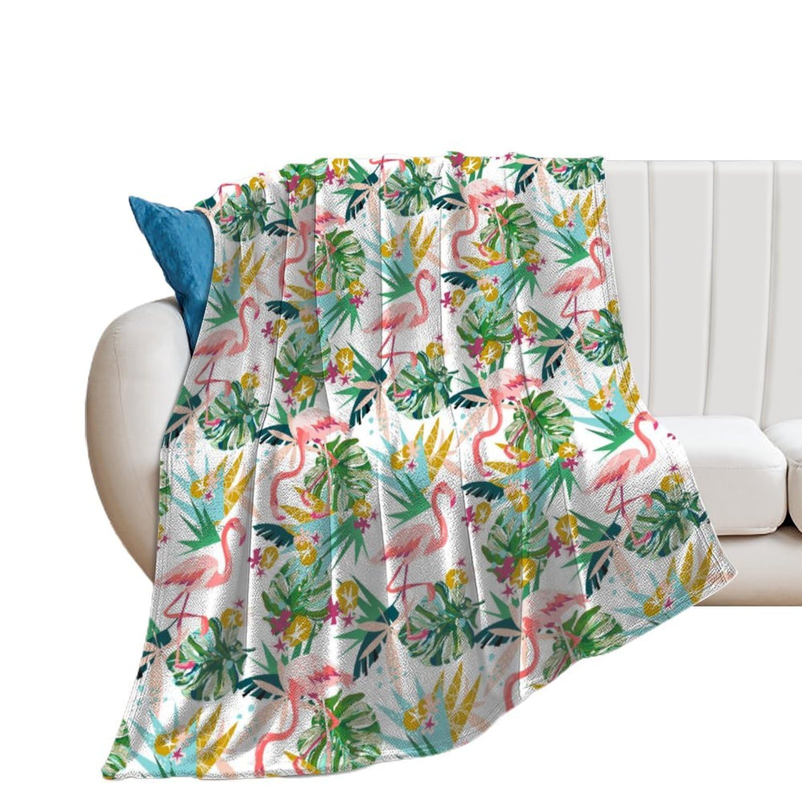 NCLQVJXZKHW Tropical Pink Flamingo Flannel Blanket Soft Throw Blankets Bed Couch Sofa Travel