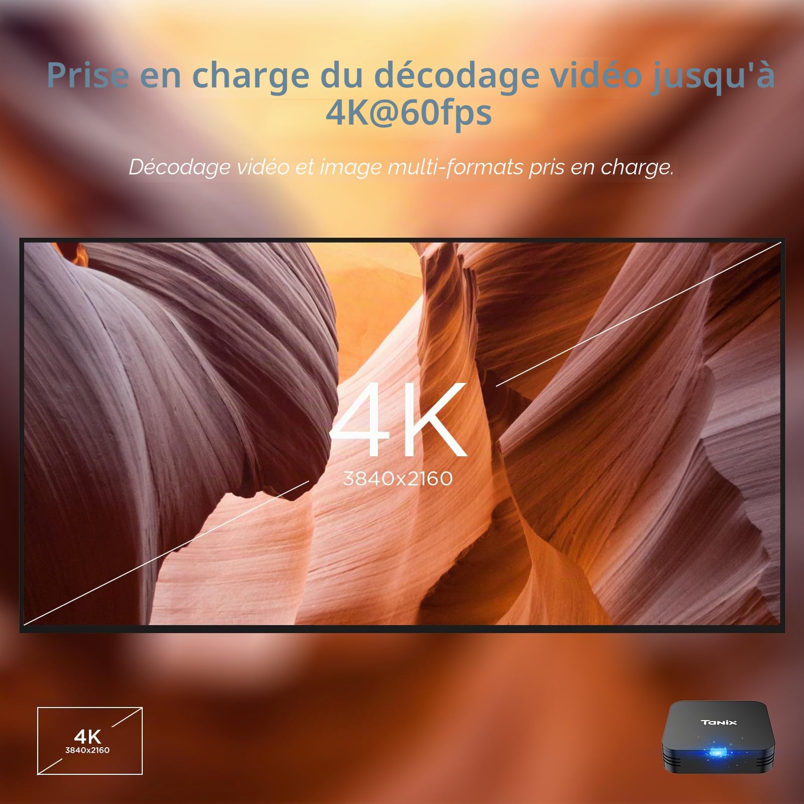 Android TV Box 10.0, Android Box 2 Go RAM 16 Go ROM, Allwinner H313 Quad-Core Arm Cortex A53, Support WiFi et USB 4K Smart Box TV