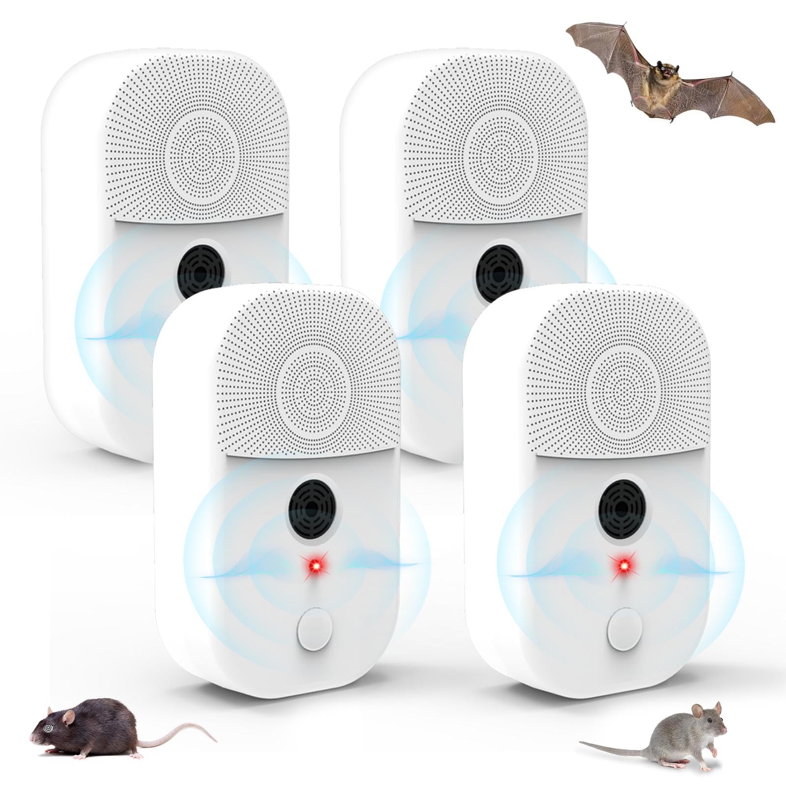 Ultrasonic Bat Repellent Deterrent Devices for Attic, 4Pack Bat Repellent for Indoor Use, Plug in Bat Deterrent System Bats Keep Away for Home Attic, Friendly to Human & Pets
