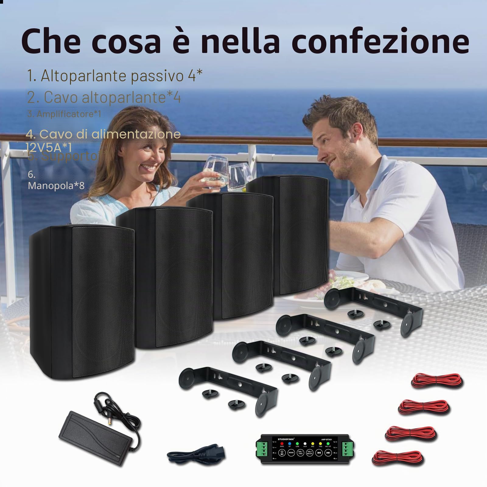 STUDIOFINIX Altoparlanti 5,25 pollici 600 watt Bluetooth per interni ed esterni