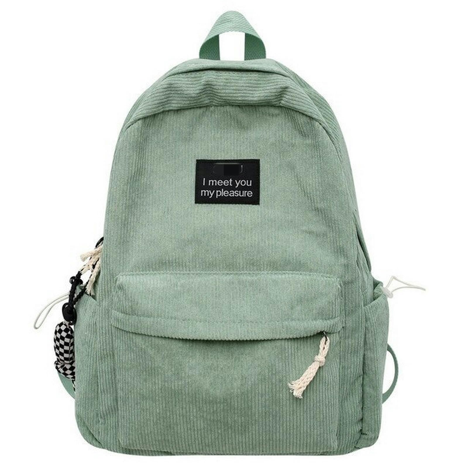 TEidea Schulrucksack Modischer Damen-Rucksack Aus Cord: Schultasche Aus Segeltuch, Umhängetasche, Rucksack Für Weibliche Studenten-Grün