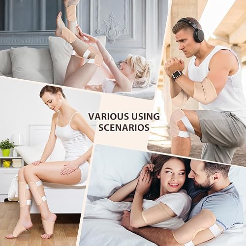 Miniatura 7 de Paquete de 4 unidades de aceite de ricino orgánico 100% algodón para rodillas, tobillos y pies, correa de velcro ajustable y compresa de aceite de