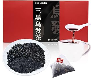 Hee Creek San hei tea 300g/10.58oz (10g×30packets) Three black tea,Black rice, black beans, black sesame tea,Dark Hair Tea, Combination herbal tea bag 黑米 黑豆 黑芝麻 三黑乌发茶