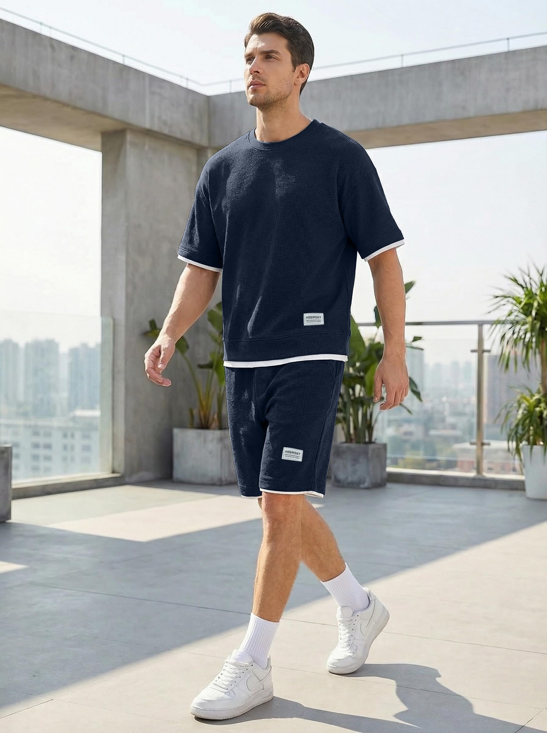 NANAMEEI Chándal de verano para hombre 2 piezas camiseta manga corta pantalones cortos conjunto jogging