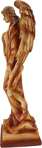 Miniatura 3 de Ebros Ángel de la guarda de pie con escultura de corazón a mano en acabado de madera sintética, decoración de Navidad cristiana católica espiritual