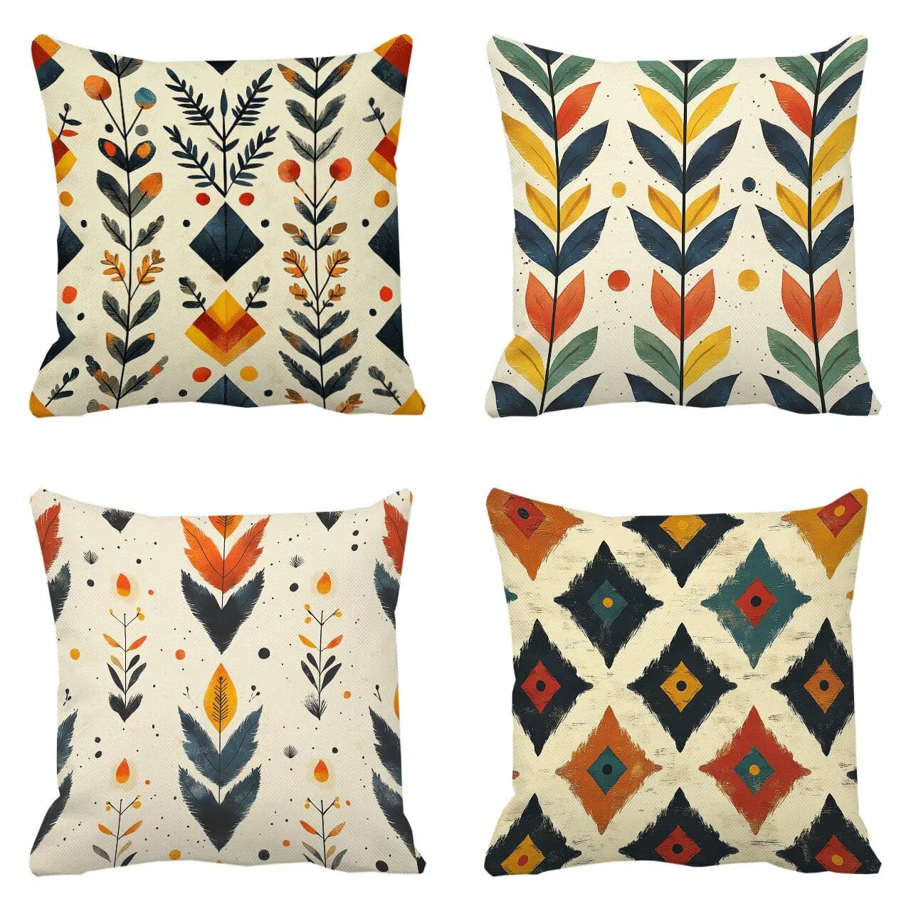 Coussin Canape Couleur Europe du Nord 40 x 40 cm Housse Coussin Exterieur, Lot de 4 Housse Canapé Souvenir, Doux et respirant Coussincarré d'extérieur pour Salon Chaise Jardin Décoration Maison m-56