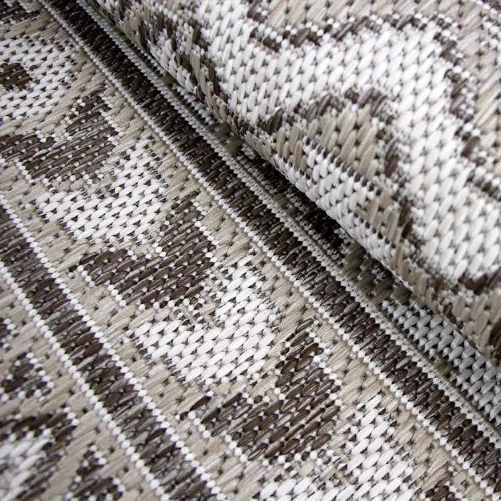 OLIVO.shop Tappeto Arredo Esterno, Terrazza, Tappeti Moderni 150x220 cm | Tappeto moderno arredo da esterno coperto, giardino, portico, terrazza, garage, varie misure, RESORT ETHNIC BEIGE