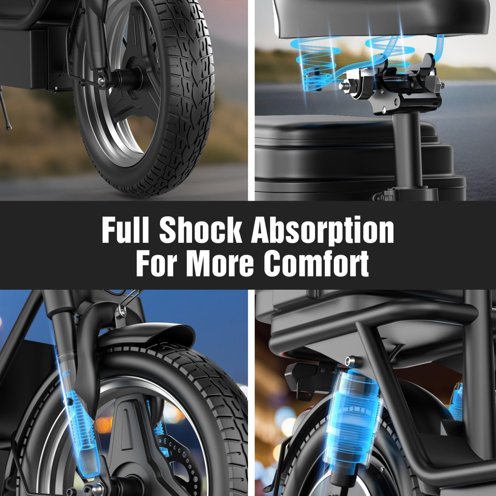 850W/1000W Peak Motor Electric Scooter for Adults, 25MPH Top Speed, 25-35 Miles Range, 48V 13AH/15AH Battery, Dual Suspension, 14" Foldable E Scooter with Seat for Cargo, Commuting