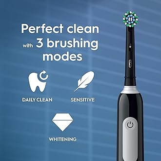 Oral-B Pro 1 Electric Toothbrush For Adults, Oral B Electric Toothbrushes Adults, With 3D Cleaning, 1 Toothbrush Head, Gum Pressure Control, 2 Pin UK Plug, Black