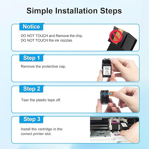 Miniatura 9 de Cartucho de tinta 61XL de repuesto para HP Ink 61 para HP 61 Ink funciona con impresora HP Envy 4500 5530 5534 4502 Deskjet 1000 1010 2540 3000 3510