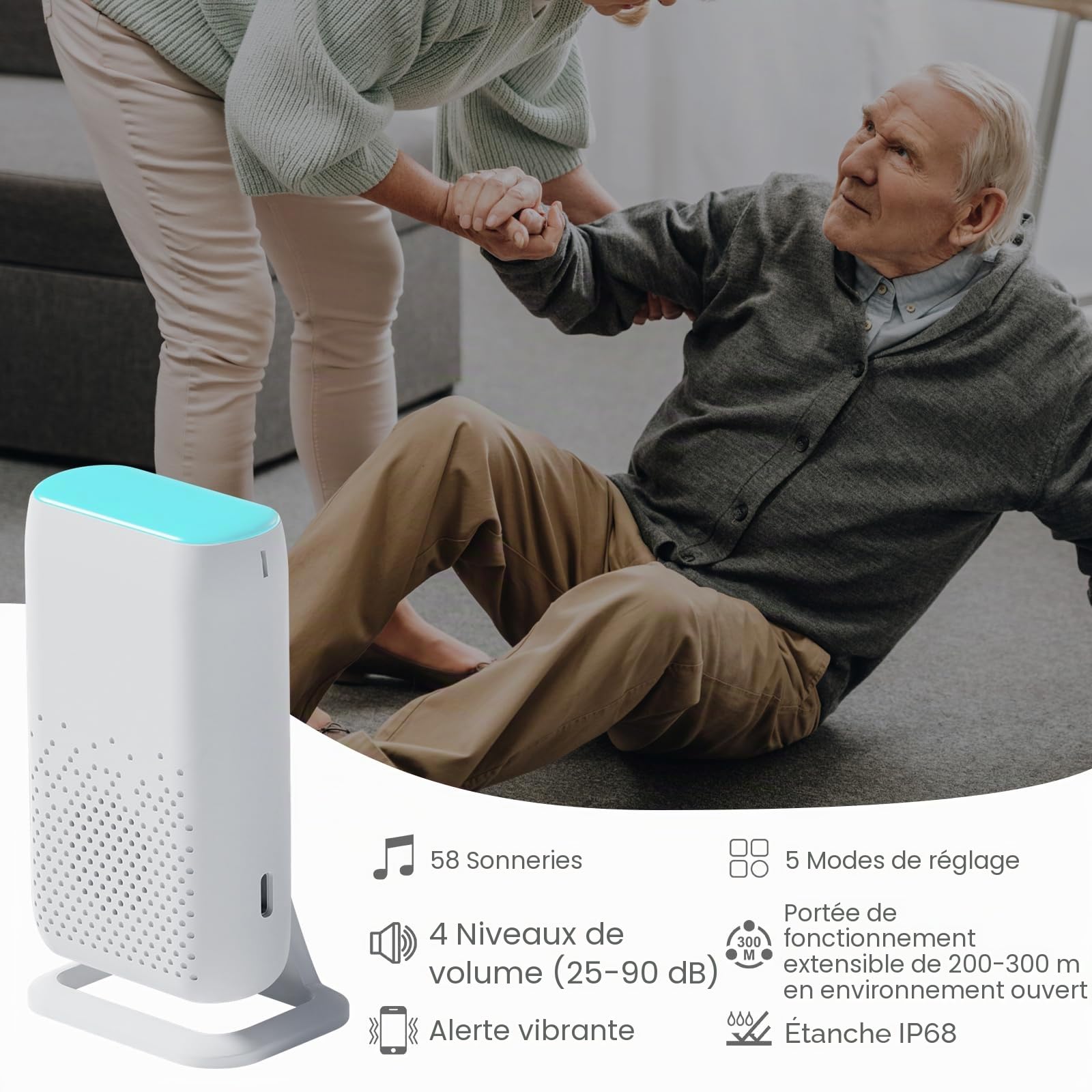 Maison Alerte Alarme Vibration Sans Fil Patiente Personne Personne âgée Personnelles SystèMe d'Alarme et Bouton d'appel d'urgence Alarme Pager (2 à 2)