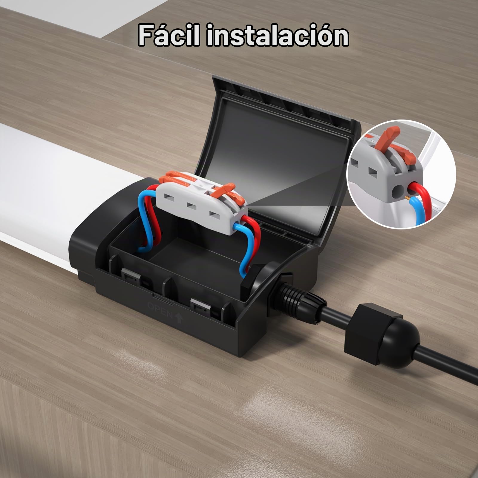 Modlicht LED Fluorescente 150cm, 45W 4950LM Neon Tubo, Garaje 5000K, IP65 Impermeable Luz de Techo para Oficina Taller Sótano Almacén Baño Cocina, Negro