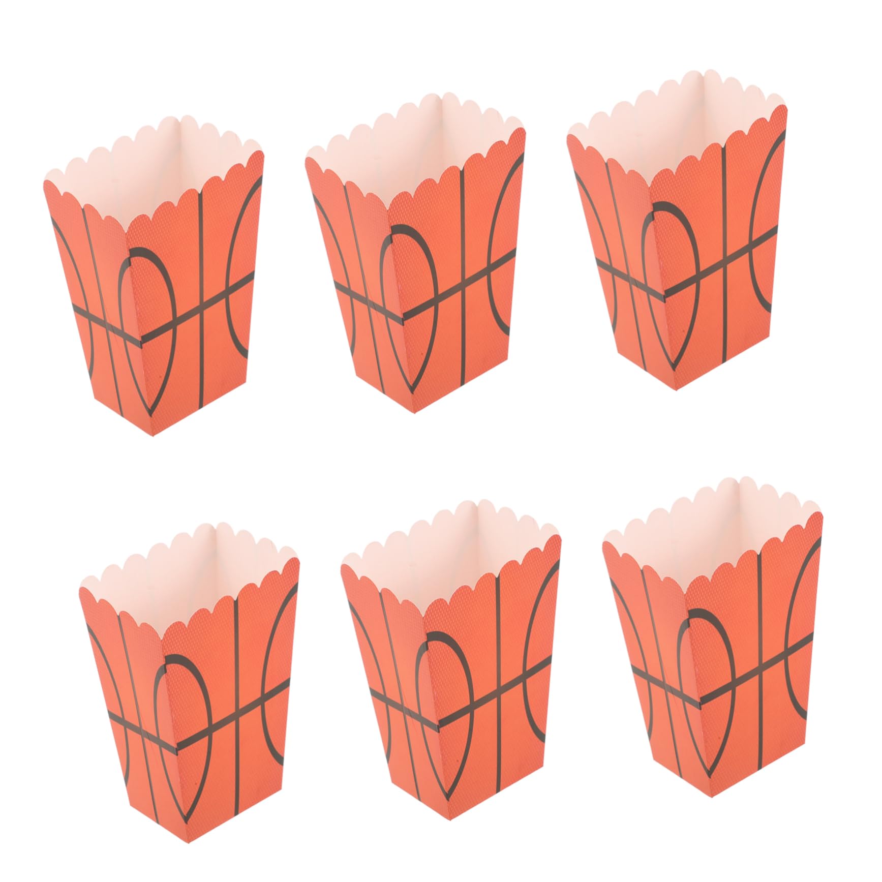 Kisangel 6pcs Birthday Party Supplies Boxes Popcorn Containers for Party Sports Themed Party Decorations Sports Party Decorations Sports Theme Party Favors Orange Paper