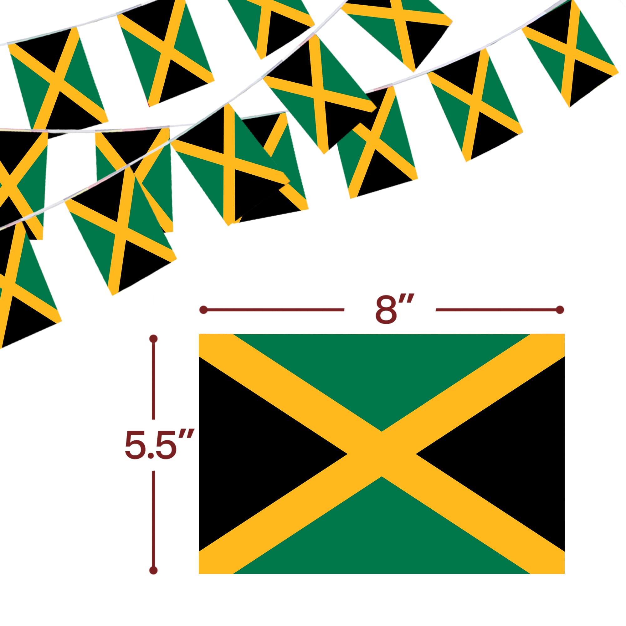 Jamaican Flag Car 10 Meter (20 XL Flags) Jamaican Flag Bunting Banner - For Independence Day & Parties Jamaica Olympic - Foto 13