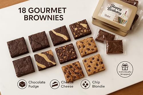Miniatura 5 de Dulcet Gift Baskets Surtido de brownie de chocolate de cumpleaños delicioso, bocadillos recién horneados, chocolate, queso, nuez, chispas de