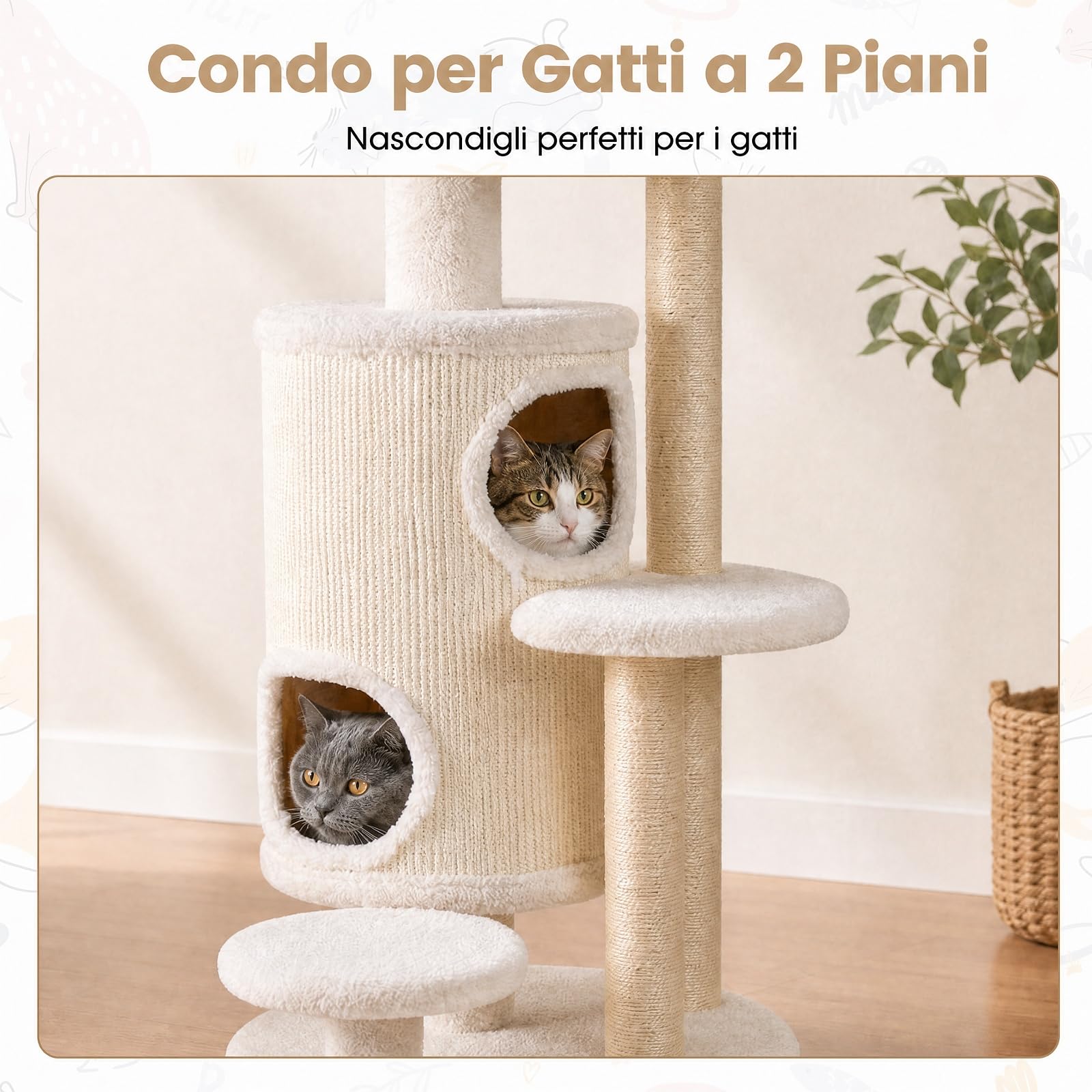 COSTWAY Albero per Gatti da Interno Alto 150 cm