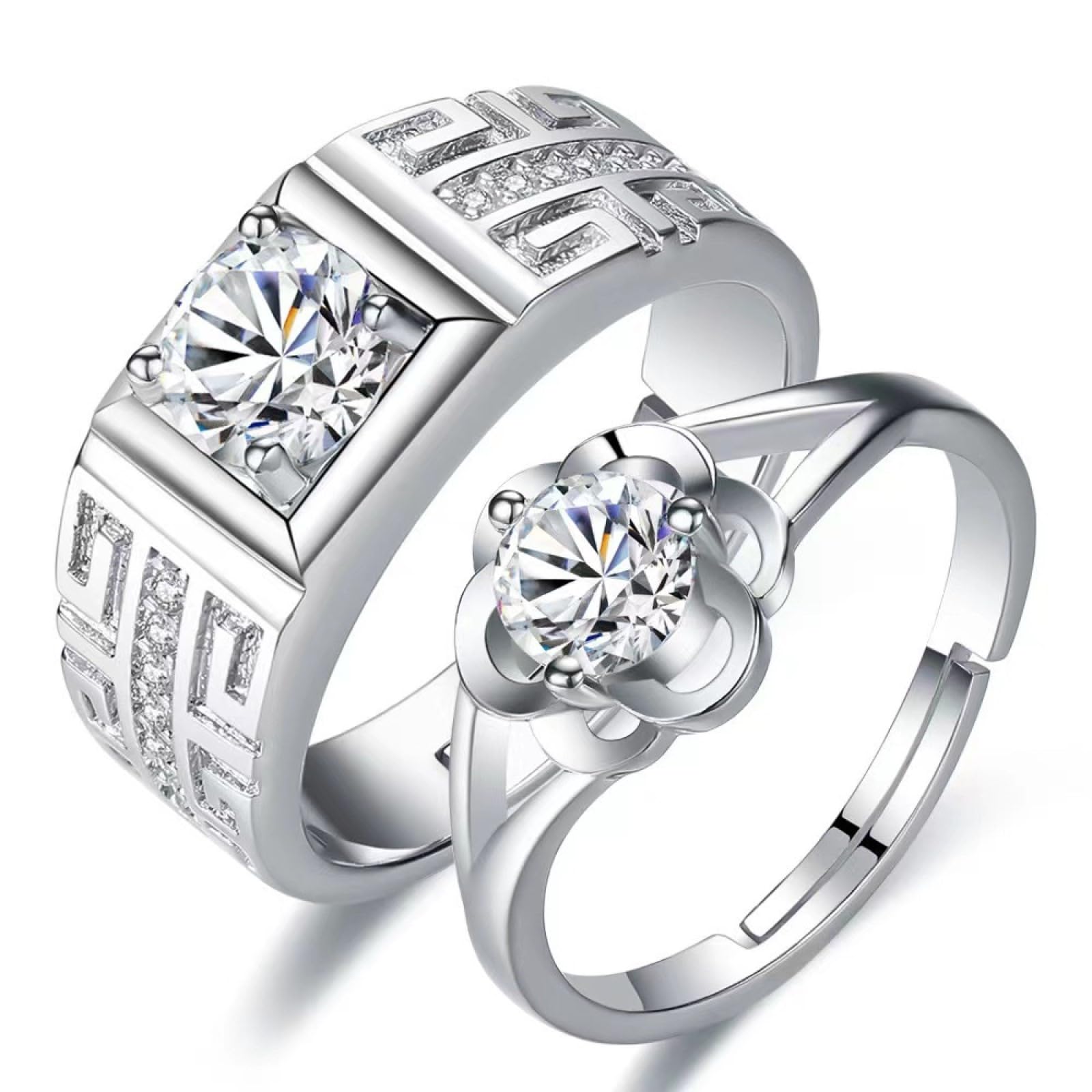 VGWON Set di Anelli Coppia in Argento 925, Regalo Romantico per Lui Lei, Regalo per San Valentino, Natale e Anniversari, Anelli Coppia per Fidanzato e Fidanzata