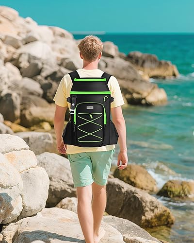 Miniatura 12 de Mochila térmica para 30 latas, impermeable, con compartimento para enfriar para hombres y mujeres, bolsa térmica de lados suaves, mochila ligera Gris