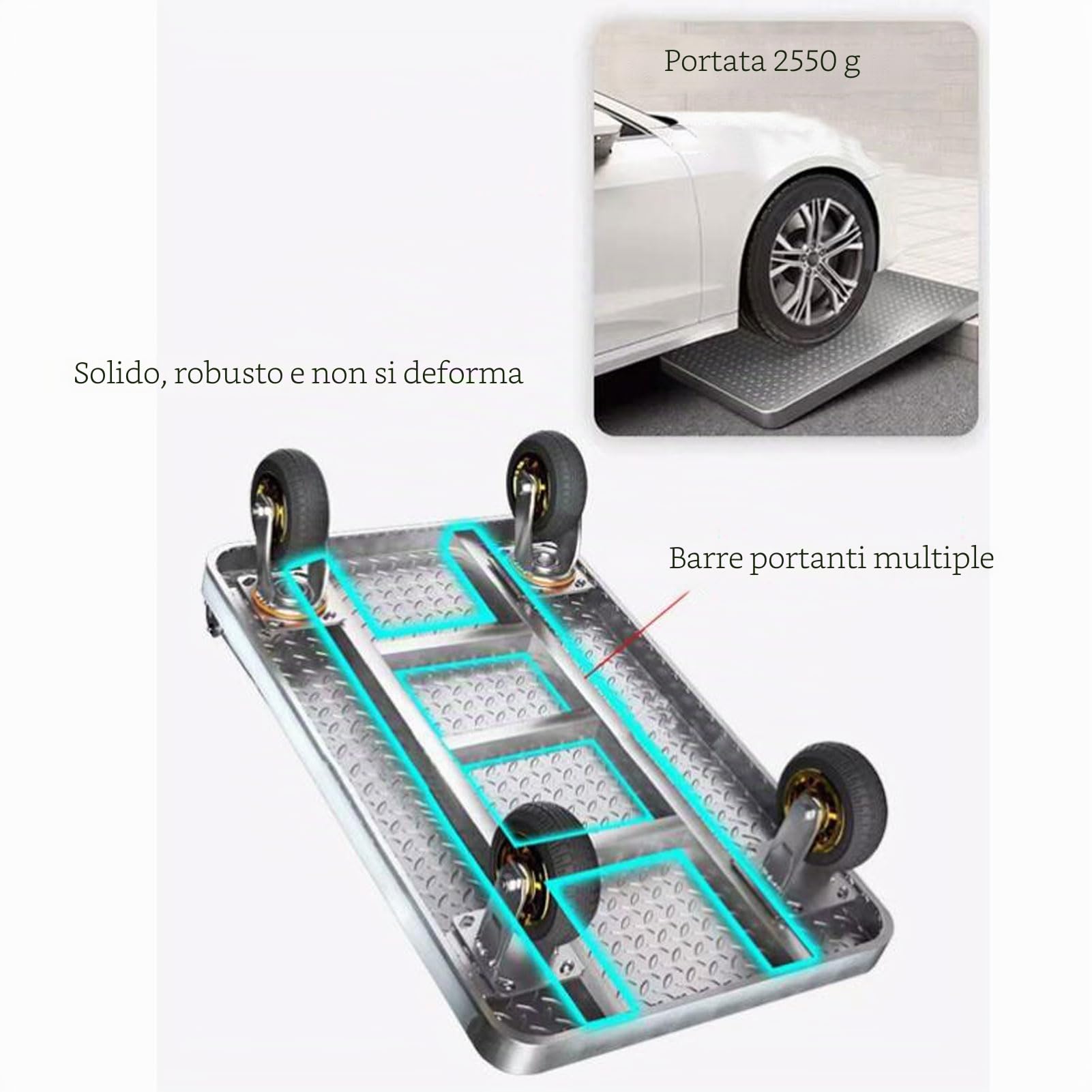 Carrelli a piattaforma Pieghevole Carrello Con Piattaforma,Per Carichi Pesanti Carrello In Acciaio Carrelli Manuali Pesanti Della Piattaforma Industriale Con Ruote Rotanti A 360°,maga C(Size:60x40cm)