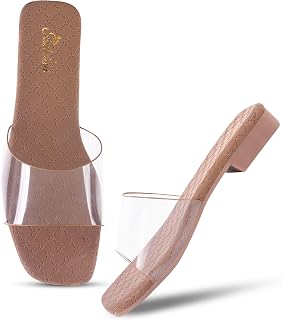 Padchin Women's Transparent Square Toe Flats | Soft Stylish Slip-On Platform Slippers | Casual Classic Summer Sandals | Li... Price In India