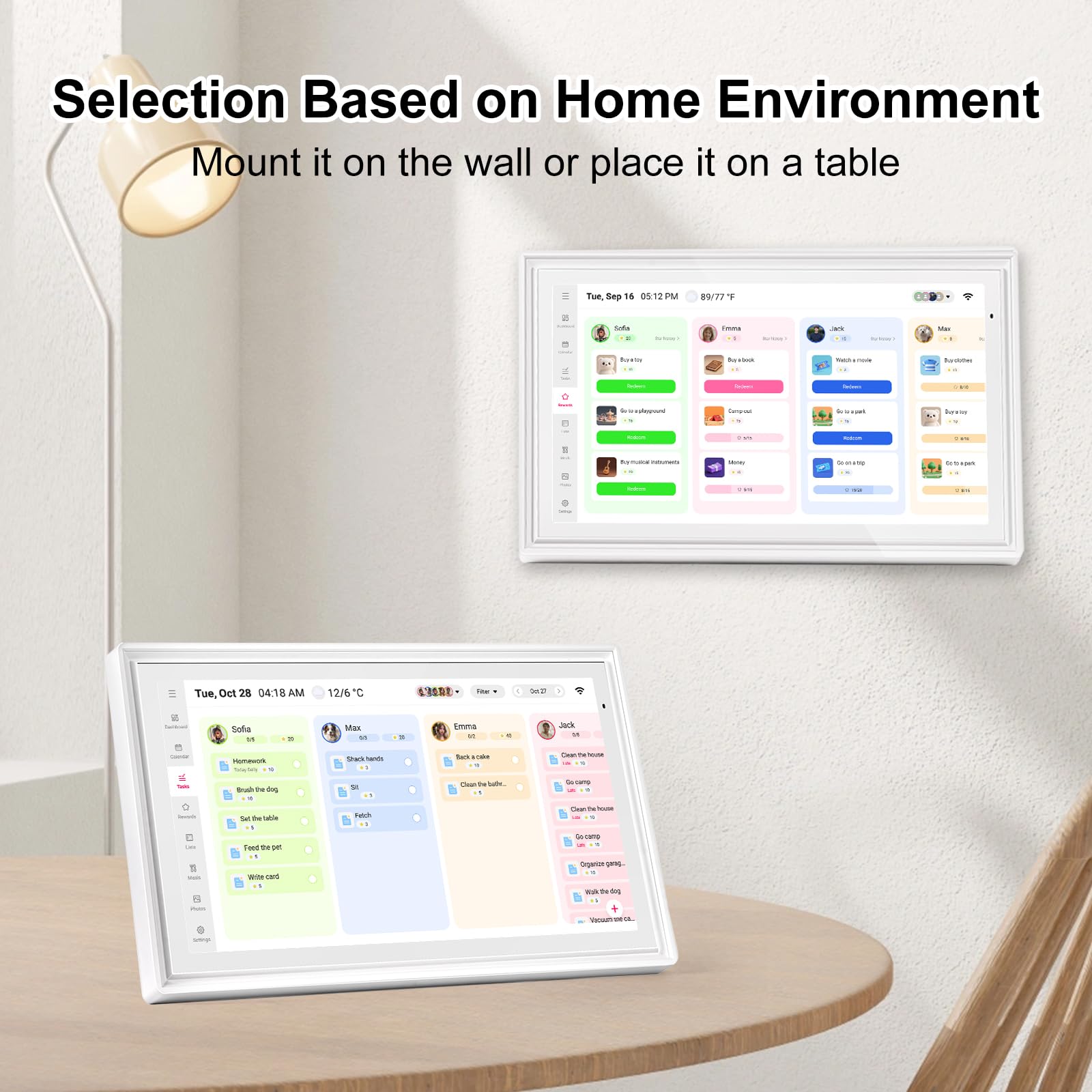 15,6 Wandplaner, digitaler Kalender und Aufgabendiagramm, 32 GB Smart-Touchscreen, interaktives Display für Familienpläne – Wandhalterung im Lieferumfang enthalten, ideal für die
