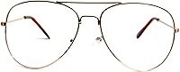Vista 1 de Vintage Aviator Retro Metal Marco Cuadrado Lente Transparente Gafas Oro