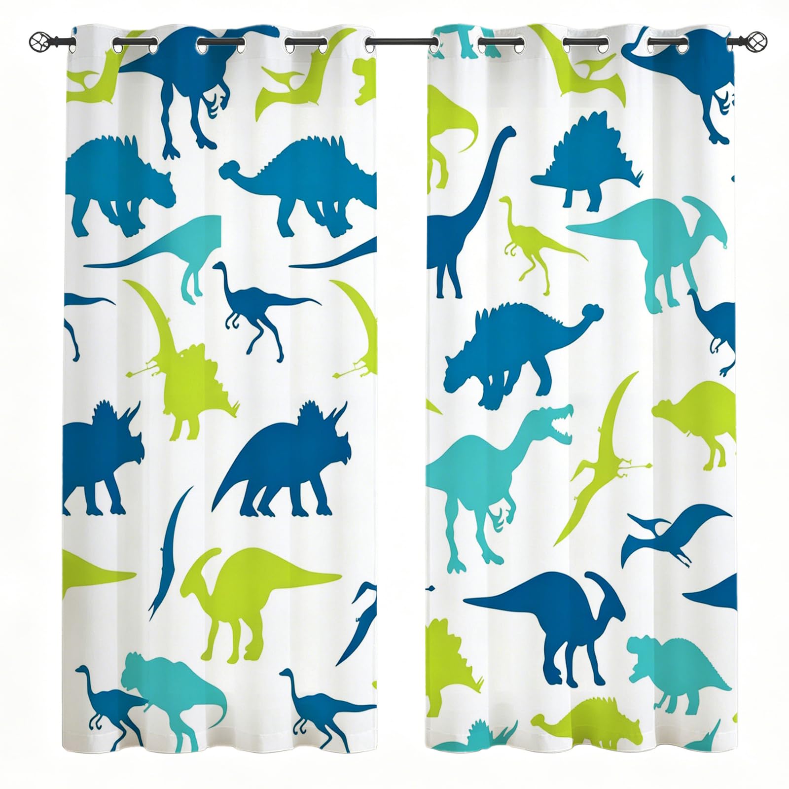 Rideaux thermiques dinosaure blanc pur isolant du froid pour chambre enfant