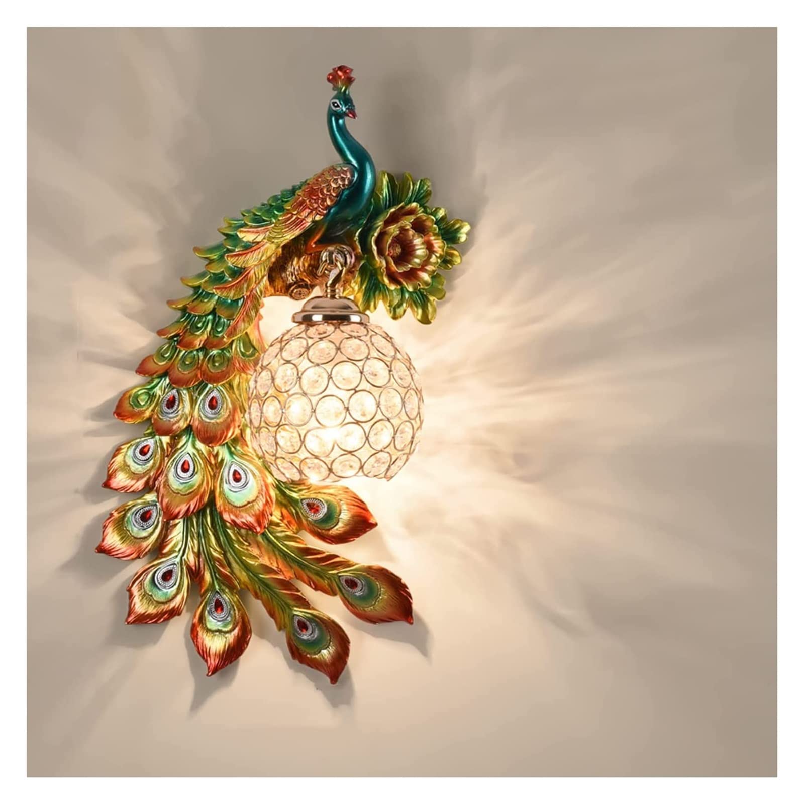 ZTCHSENZT Wall Lamp Light Peacock Creative Living Room TV Background Wall Decoration Modern Bedroom Bedside Staircase Lighting Wall Light,C