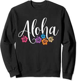 Aloha Hawaiian Hibiscus Flower Surfer Maui Kauai Hawaii Sweatshirt