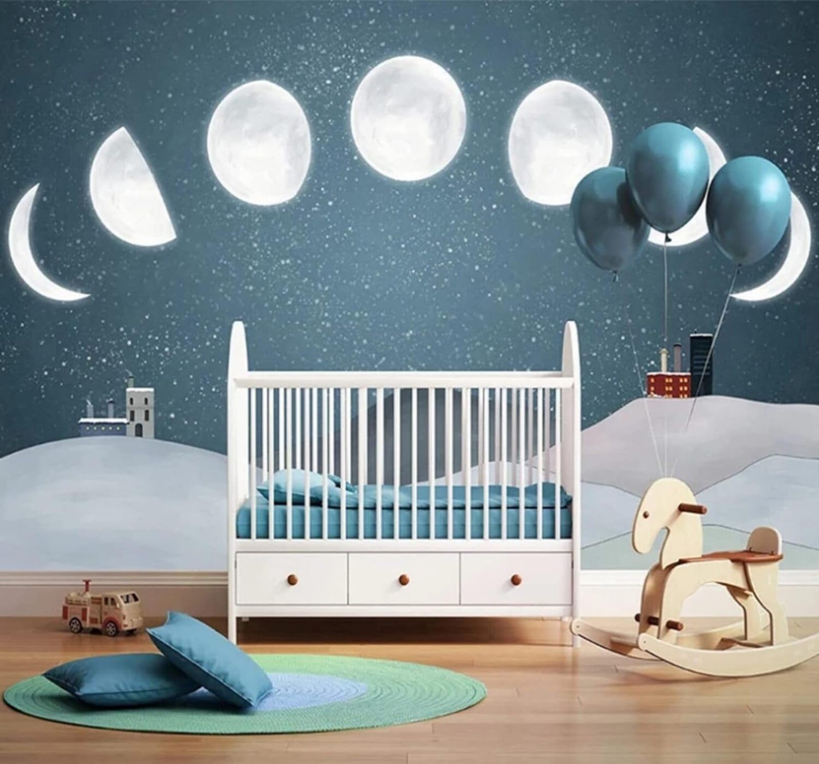 XLMING Creative Hand Drawn Cartoon Moon Pattern 3D Wallpaper Luxury Home Dining Decor Paste Sofa Living Room The Wall for Bedroom Mural-350cm×256cm