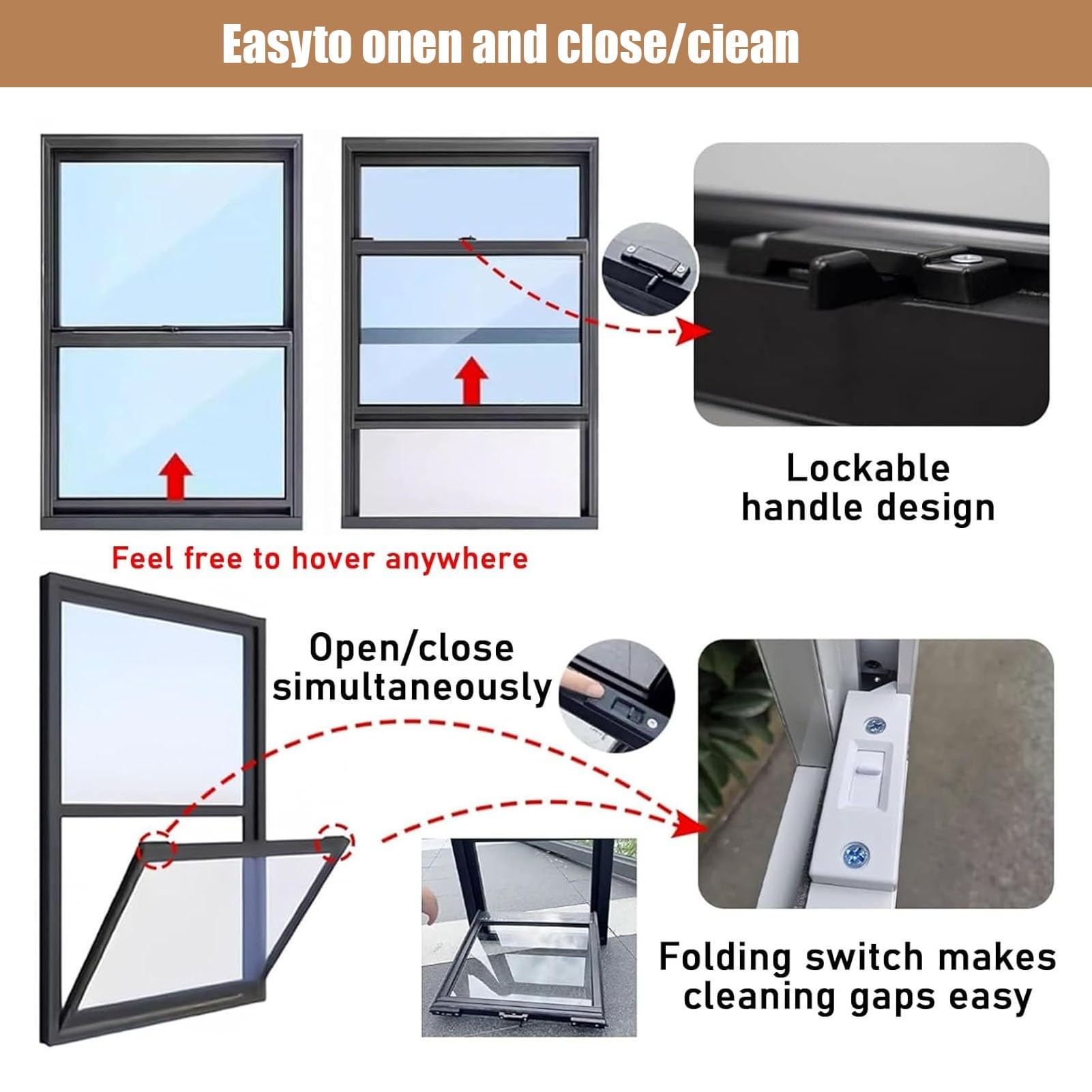 Ventana de ventilación para cobertizos, Ventanas corredizas de Aluminio para sótanos con mosquitera, Ventanas de Servicio Verticales con Vidrio Templado(WxH 10x20 in/25x50cm)