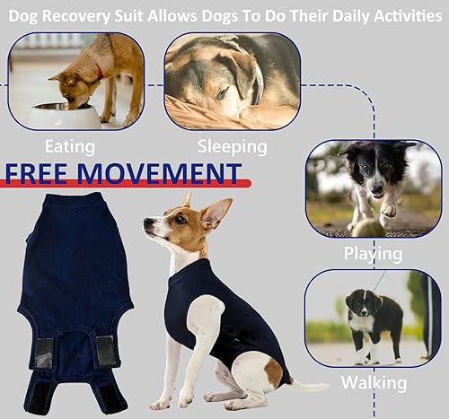 Miniatura 4 de Uadonile Traje de recuperación quirúrgica, para perros grandes y pequeños, esterilización después de la cirugía, cobertura de cuerpo completo,