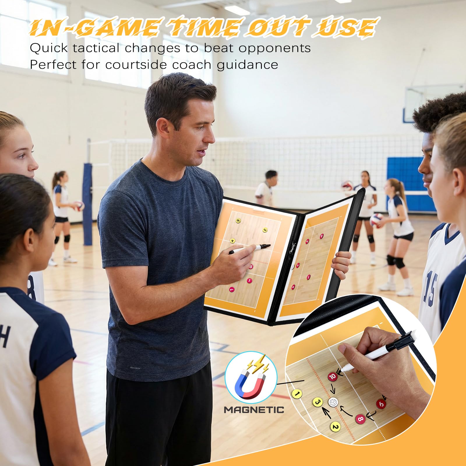 RoseFlower Pizarra Voleibol Magnetica Tactica con Imanes para Entrenadores